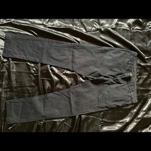 Black fried denim skinny pants